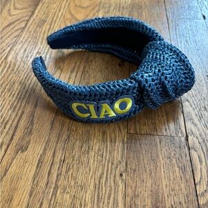Target Blue Headband with Yellow 'CIAO' Embroidery